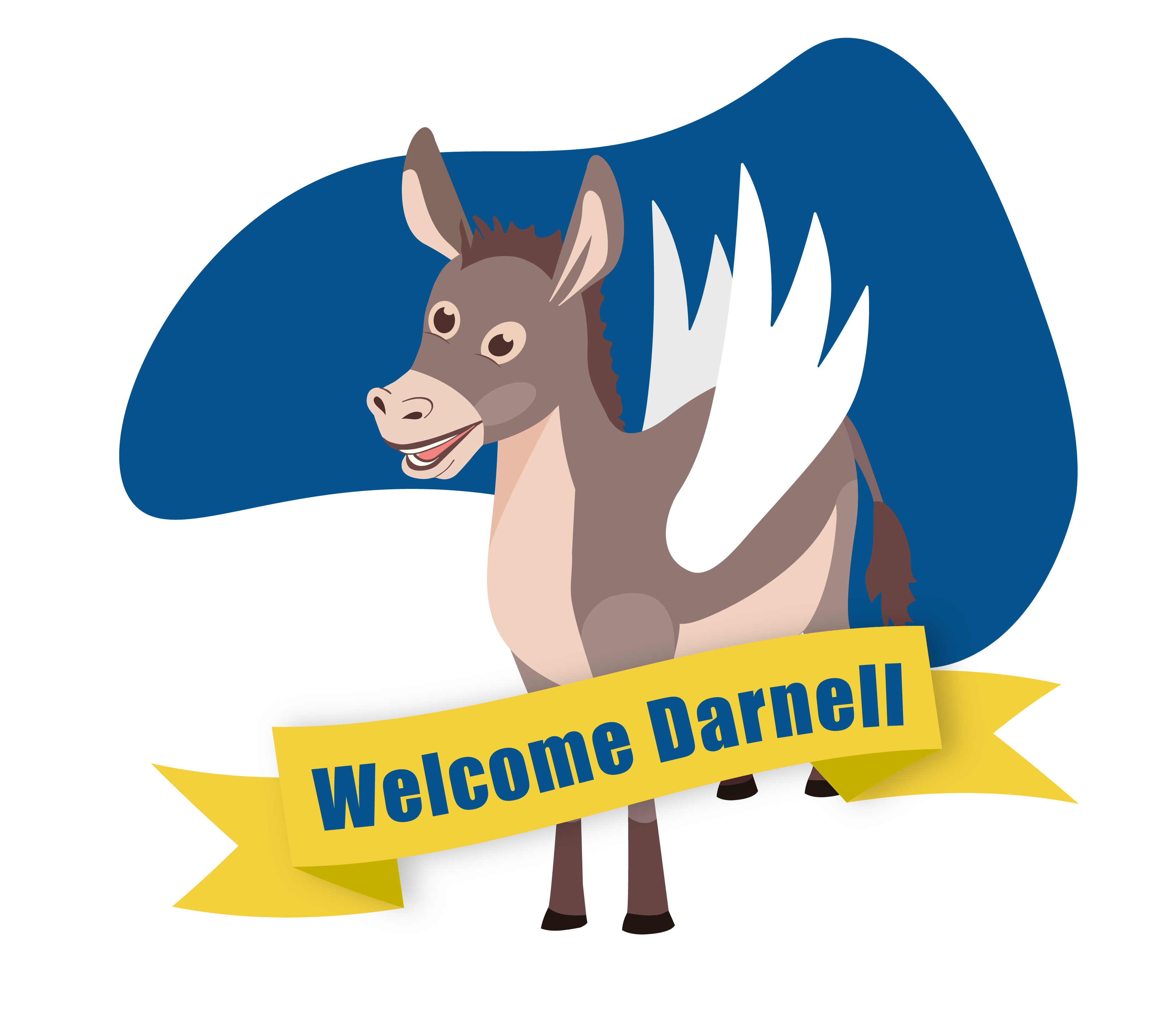 mascot with Welcome Darnell sign